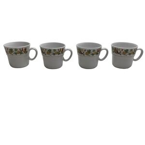 Noritake Progression Homecoming Coffee Mugs Set of 4 Fruit Vines‎ Thanksgiving